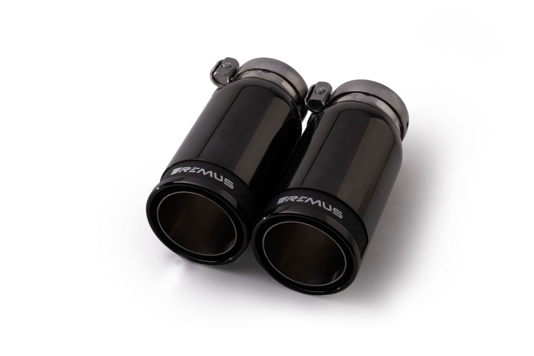 REMUS 0026 83CBR — Tailpipe set, Ø 84 mm Street Race Black Chrome